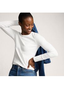 LANDS' END Langarmshirt aus mikrofeinem Baumwollripp f&uuml;r Damen, Damen, size: regular, Wei&szlig;, Baumwolle/Elasthan, by Lands' End