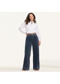 LANDS' END Breitcord-Hose High Waist mit weitem Bein f&uuml;r Damen in Petite-Gr&ouml;&szlig;e, Damen, size: petite, Blau, Baumwoll-Mischung, by Lands' End