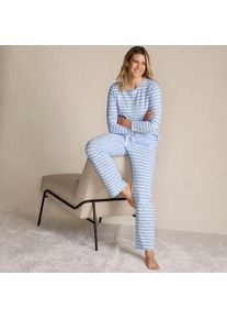 LANDS' END Gemustertes Pyjama-Set aus Baumwoll-Jersey f&uuml;r Damen in Petite-Gr&ouml;&szlig;e, Damen, size: petite, Blau, Elasthan/Baumwoll-Mischung, by Lands' End