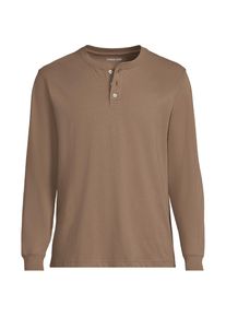 LANDS' END Super-T Langarm-Henleyshirt f&uuml;r Herren, Classic Fit, Herren, size: regular, Braun, Baumwolle, by Lands' End