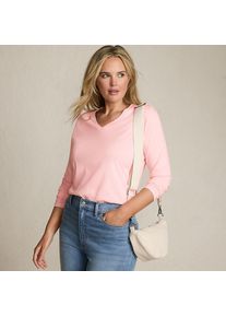 LANDS' END Supima&reg; Langarm-Shirt mit V-Ausschnitt f&uuml;r Damen in Petite-Gr&ouml;&szlig;e, Damen, size: petite, Pink, Baumwolle, by Lands' End
