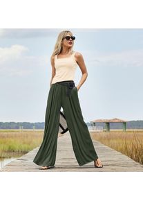 LANDS' END Flie&szlig;ende Palazzo-Hose f&uuml;r Damen, Damen, size: regular, Gr&uuml;n, Polyester, by Lands' End