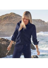 LANDS' END Feincord-Hemdbluse f&uuml;r Damen in Petite-Gr&ouml;&szlig;e, Damen, size: petite, Blau, Baumwolle, by Lands' End