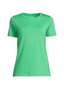 LANDS' END Supima Kurzarm-Shirt mit rundem Ausschnitt f&uuml;r Damen, Damen, size: regular, Gr&uuml;n, Baumwolle, by Lands' End