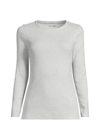 LANDS' END Langarmshirt aus mikrofeinem Baumwollripp f&uuml;r Damen in Plus-Gr&ouml;&szlig;e, Damen, size: plus, Grau, Baumwolle/Elasthan, by Lands' End