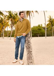 LANDS' END Rei&szlig;verschluss-Pullover aus Bedford-Ripp f&uuml;r Herren, Herren, size: regular, Gelb, Baumwolle, by Lands' End
