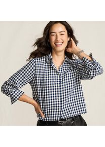 LANDS' END Verk&uuml;rzte Flanellbluse f&uuml;r Damen, Damen, size: regular, Blau, Baumwolle, by Lands' End