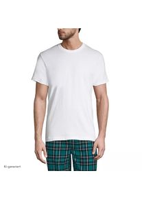 LANDS' END Kurzarm-Shirt mit Rundhalsausschnitt f&uuml;r Herren (3er-Set) in Tall-Gr&ouml;&szlig;e, Herren, size: tall, Wei&szlig;, Baumwolle, by Lands' End