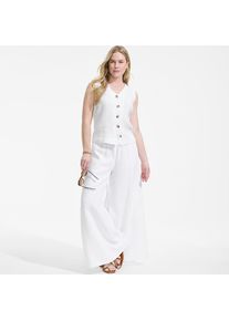 LANDS' END Premium Reinleinen-Top mit Kn&ouml;pfen f&uuml;r Damen, Damen, size: regular, Wei&szlig;, Leinen, by Lands' End