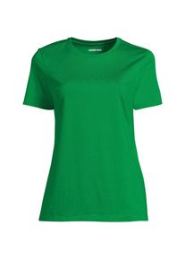 LANDS' END Supima Kurzarm-Shirt mit rundem Ausschnitt f&uuml;r Damen in Petite-Gr&ouml;&szlig;e, Damen, size: petite, Gr&uuml;n, Baumwolle, by Lands' End