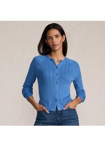 LANDS' END Ajour-Cardigan aus Baumwolle f&uuml;r Damen, Damen, size: regular, Blau, Baumwolle, by Lands' End
