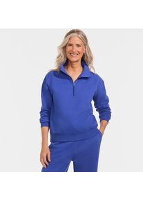 LANDS' END Serious Sweats Pullover mit Rei&szlig;verschluss, Damen, size: regular, Blau, Baumwoll-Mischung/Polyester-Mischung, by Lands' End