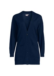 LANDS' END Langer Merino-Cardigan f&uuml;r Damen in Petite-Gr&ouml;&szlig;e, Damen, size: petite, Blau, Wolle, by Lands' End