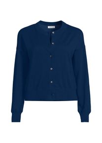 LANDS' END Kurzer Feinstrick-Cardigan aus Baumwolle f&uuml;r Damen in Plus-Gr&ouml;&szlig;e, Damen, size: plus, Blau, Baumwolle, by Lands' End