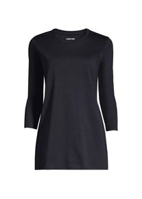LANDS' END Supima-Shirt mit 3/4-&Auml;rmeln f&uuml;r Damen in Petite-Gr&ouml;&szlig;e, Damen, size: petite, Schwarz, Baumwolle, by Lands' End
