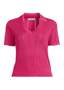 LANDS' END Ajour-Polopullover aus Baumwolle f&uuml;r Damen in Plus-Gr&ouml;&szlig;e, Damen, size: plus, Pink, Baumwolle, by Lands' End