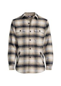 LANDS' END Hemdjacke aus geb&uuml;rstetem Flanell und Stepp f&uuml;r Herren, Herren, size: regular, Schwarz, Woll-Mischung/Polyester-Mischung, by Lands' End