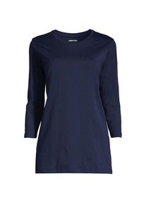 LANDS' END Supima-Shirt mit 3/4-&Auml;rmeln f&uuml;r Damen in Petite-Gr&ouml;&szlig;e, Damen, size: petite, Blau, Baumwolle, by Lands' End
