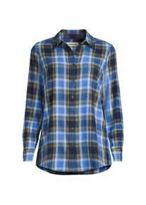 LANDS' END Boyfriend-Bluse aus Flanell f&uuml;r Damen in Petite-Gr&ouml;&szlig;e, Damen, size: petite, Blau, Baumwolle, by Lands' End