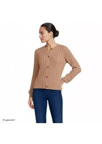 LANDS' END Zopfmuster-Cardigan DRIFTER mit Ballon&auml;rmeln f&uuml;r Damen, Damen, size: regular, Braun, Baumwolle, by Lands' End
