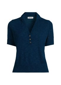 LANDS' END Polopullover mit kurzen &Auml;rmeln f&uuml;r Damen, Damen, size: regular, Blau, Polyacryl/Baumwoll-Mischung, by Lands' End