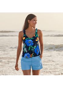 LANDS' END Tankini-Top mit geknoteten Tr&auml;gern und Flattersaum f&uuml;r Damen, Damen, size: regular, Blau, Elasthan/Nylon-Mischung, by Lands' End