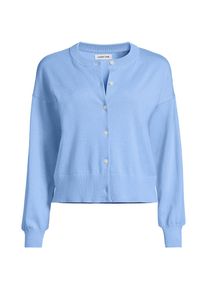 LANDS' END Kurzer Feinstrick-Cardigan aus Baumwolle f&uuml;r Damen in Plus-Gr&ouml;&szlig;e, Damen, size: plus, Blau, Baumwolle, by Lands' End