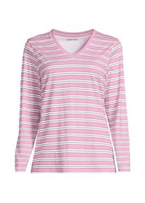 LANDS' END Supima&reg; Langarm-Shirt mit V-Ausschnitt f&uuml;r Damen, Damen, size: regular, Pink, Baumwolle, by Lands' End