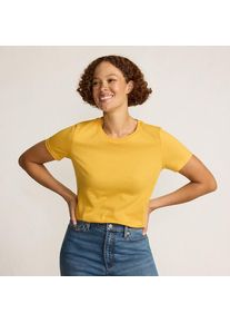 LANDS' END Supima T-Shirt mit Rundhalsausschnitt f&uuml;r Damen, Damen, size: regular, Gelb, Baumwolle, by Lands' End