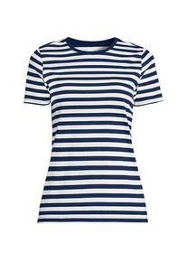 LANDS' END Supima Kurzarm-Shirt mit rundem Ausschnitt f&uuml;r Damen, Damen, size: regular, Blau, Baumwolle, by Lands' End