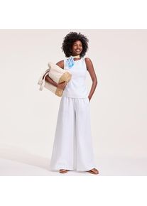 LANDS' END Premium Reinleinen-Palazzohose f&uuml;r Damen in Petite-Gr&ouml;&szlig;e, Damen, size: petite, Wei&szlig;, Leinen, by Lands' End