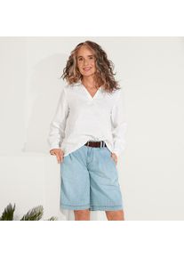 LANDS' END Leichte Jeans-Bermudashorts mit Bundfalten f&uuml;r Damen, Damen, size: regular, Blau, Baumwolle, by Lands' End