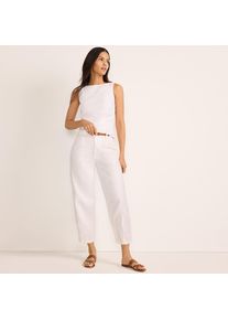 LANDS' END Premium Reinleinen-Barrelhose mit Bundfalten, Damen, size: regular, Wei&szlig;, Leinen, by Lands' End