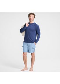 LANDS' END Schnelltrocknende UPF 50 Cargo-Badeshorts f&uuml;r Herren, 18 cm, Herren, size: regular, Blau, Elasthan/Polyester-Mischung, by Lands' End
