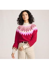LANDS' END Flauschiger Fair Isle Pullover mit Ballon&auml;rmeln f&uuml;r Damen, Damen, size: regular, Rot, Polyester-Mischung/Nylon-Mischung, by Lands' End
