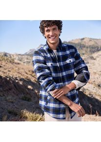 LANDS' END Hemdjacke aus geb&uuml;rstetem Flanell und Stepp f&uuml;r Herren, Herren, size: regular, Grau, Woll-Mischung/Polyester-Mischung, by Lands' End