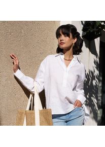 LANDS' END Premium Reinleinen-Schlupfbluse in Petite-Gr&ouml;&szlig;e, Damen, size: petite, Wei&szlig;, Leinen, by Lands' End