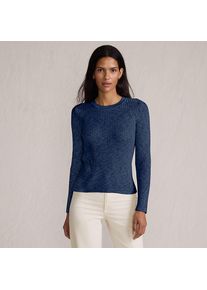 LANDS' END Rippstrick-Pullover aus Baumwollmix f&uuml;r Damen, Damen, size: regular, Blau, Polyacryl/Viskose/Baumwoll-Mischung, by Lands' End
