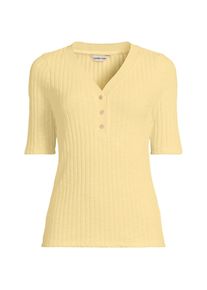 LANDS' END Rippstrick-Henleyshirt mit halblangen &Auml;rmeln f&uuml;r Damen, Damen, size: regular, Gelb, Elasthan/Baumwoll-Mischung/Polyester-Mischung, by Lands' End