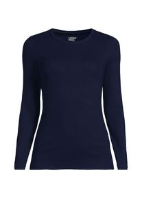 LANDS' END Langarmshirt aus mikrofeinem Baumwollripp f&uuml;r Damen in Plus-Gr&ouml;&szlig;e, Damen, size: plus, Blau, Baumwolle/Elasthan, by Lands' End