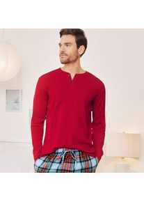 LANDS' END Henley-Schlafshirt f&uuml;r Herren, Herren, size: regular, Rot, Baumwolle, by Lands' End
