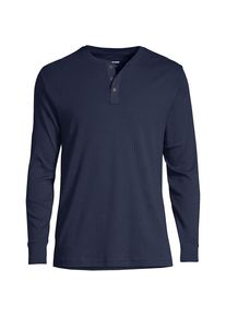 LANDS' END Henley-Schlafshirt f&uuml;r Herren, Herren, size: regular, Blau, Baumwolle, by Lands' End