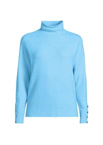 LANDS' END Soft Touch Stehkragenpullover mit &Auml;rmelkn&ouml;pfen f&uuml;r Damen, Damen, size: regular, Blau, Polyacryl/Woll-Mischung/Nylon-Mischung, by Lands' End