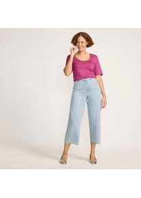 LANDS' END Gemusterte 7/8-Jeans mit weitem Bein High Waist in Petite-Gr&ouml;&szlig;e, Damen, size: petite, Blau, by Lands' End