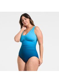 LANDS' END Shape-Badeanzug mit V-Ausschnitt und verstellbaren Tr&auml;gern SLENDER f&uuml;r Damen in Plus-Gr&ouml;&szlig;e, Damen, size: plus, Blau, Nylon-Mischung, by Lands' End