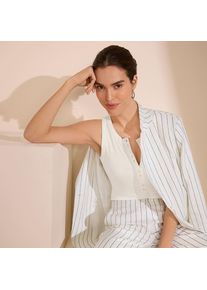 LANDS' END &Auml;rmelloses Henley-Shirt f&uuml;r Damen, Damen, size: regular, Elfenbein, Elasthan/Kunstseide/Viskose, by Lands' End