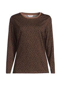 LANDS' END Lang&auml;rmeliges Supima-Shirt mit Rundausschnitt f&uuml;r Damen, Damen, size: regular, Braun, by Lands' End