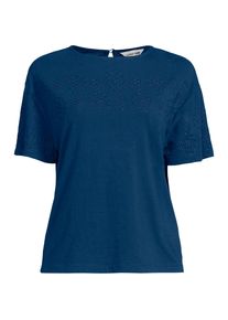 LANDS' END Flammgarn-Shirt mit Stickereien f&uuml;r Damen, Damen, size: regular, Blau, Baumwolle, by Lands' End