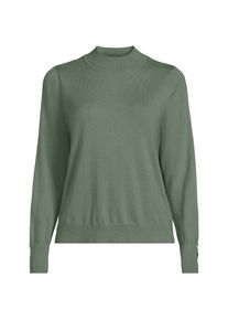 LANDS' END Stehkragenpullover mit &Auml;rmelkn&ouml;pfen f&uuml;r Damen, Damen, size: regular, Gr&uuml;n, Polyester/Nylon/Viskose, by Lands' End