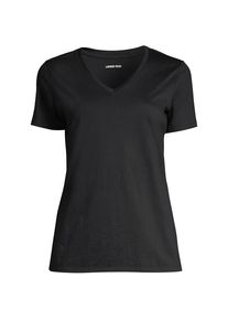 LANDS' END Supima Kurzarm-Shirt mit V-Ausschnitt f&uuml;r Damen in Petite-Gr&ouml;&szlig;e, Damen, size: petite, Schwarz, Baumwolle, by Lands' End
